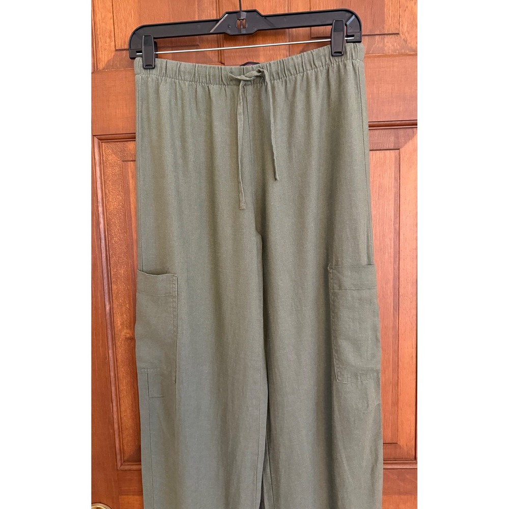 No Boundaries Linen-Blend Jogger Womens XS (1) Green Lightweight Cargo Utility